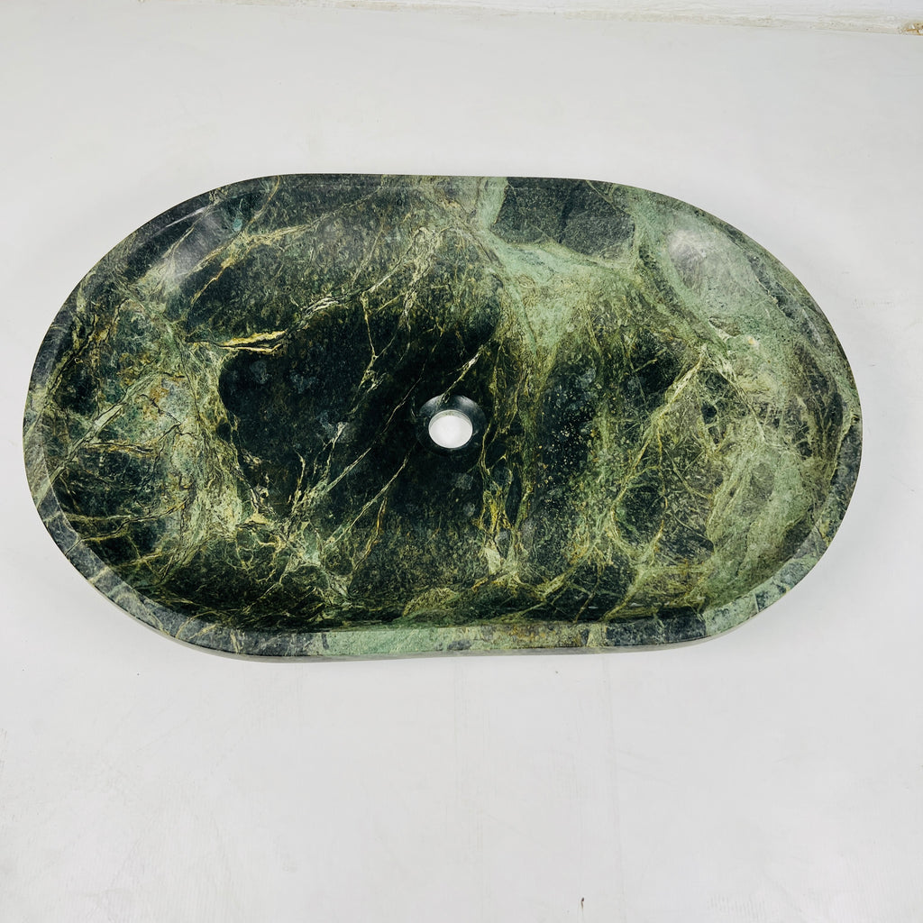 Oval Jungle Green Marble Sink