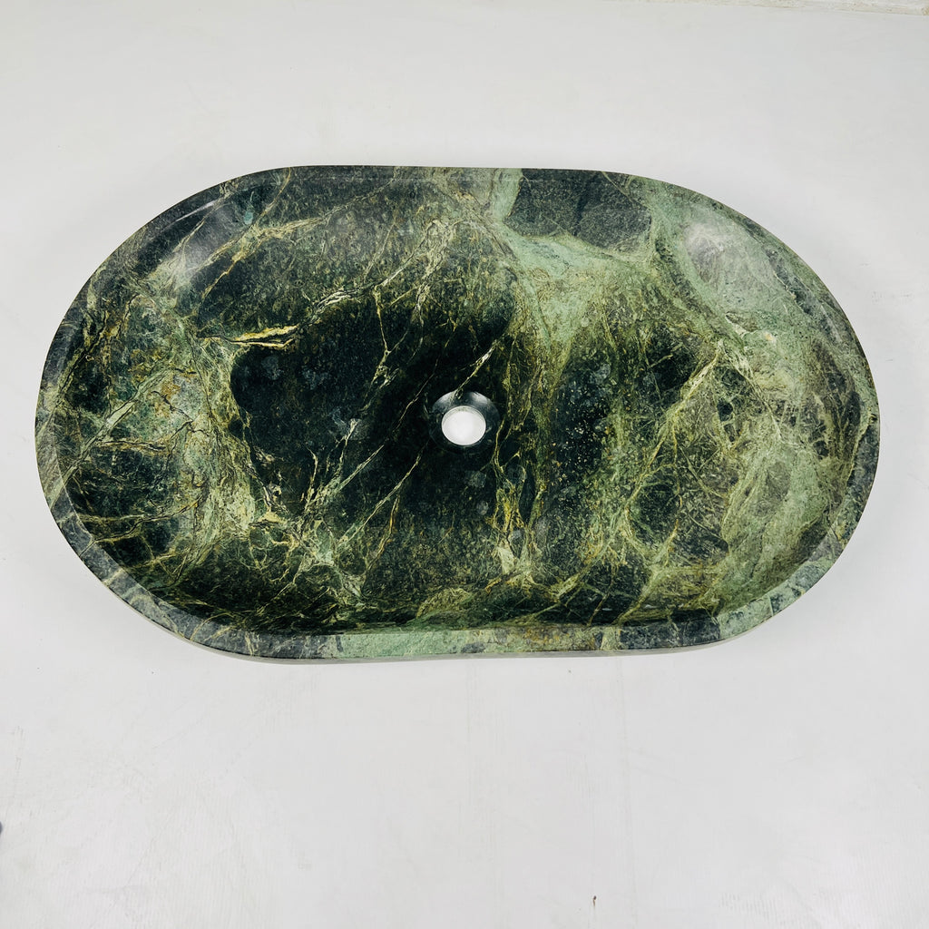 Oval Jungle Green Marble Sink