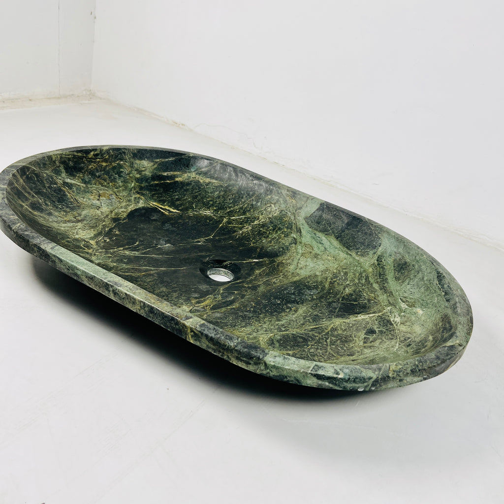 Oval Jungle Green Marble Sink