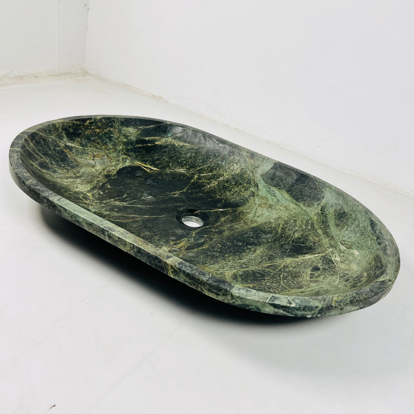 Oval Jungle Green Marble Sink