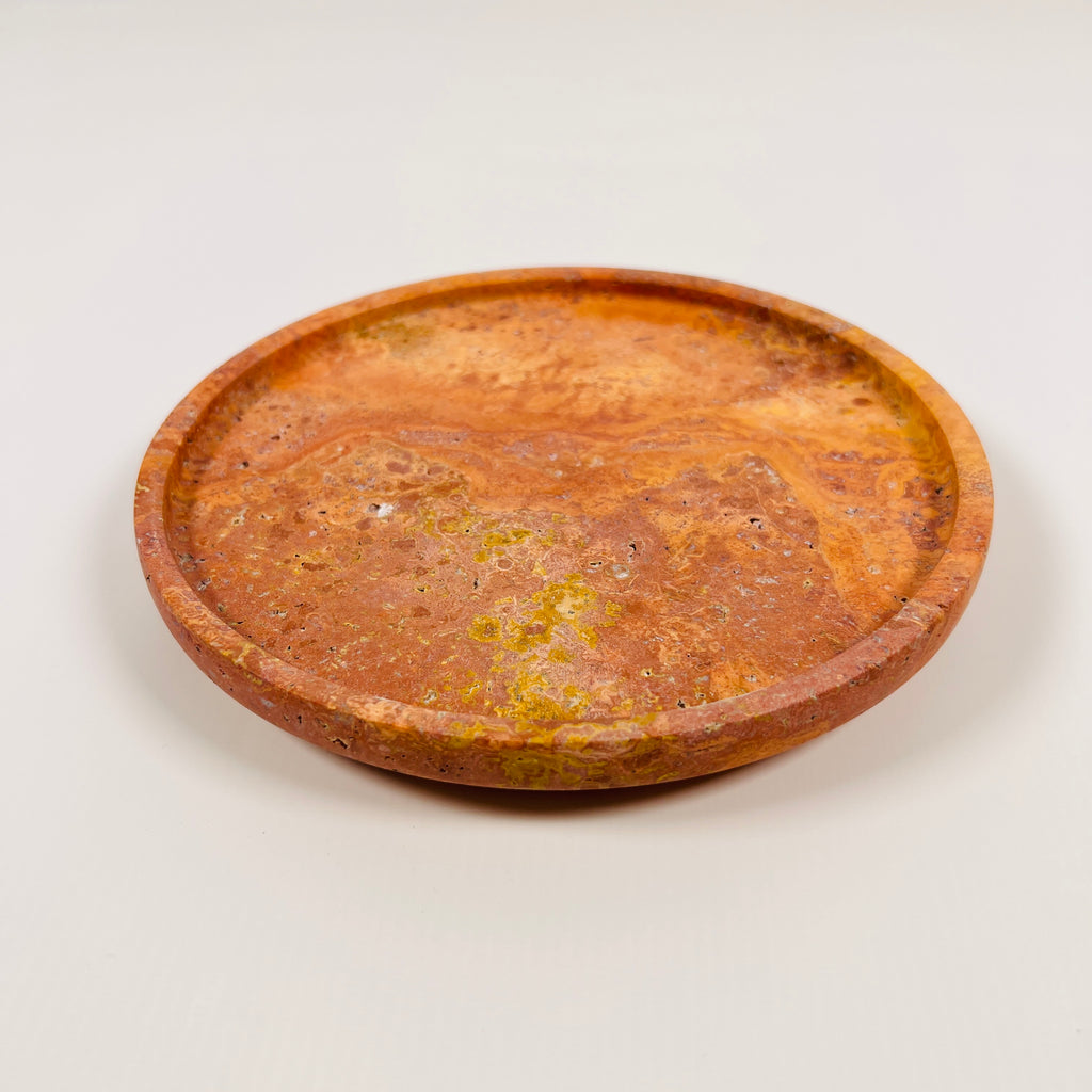 Bright Red Travertine Plate