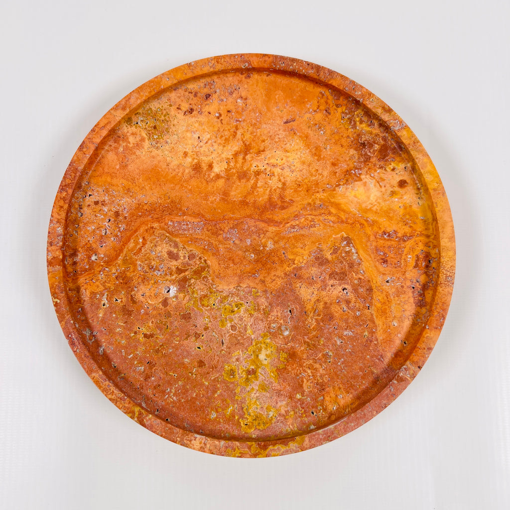 Bright Red Travertine Plate