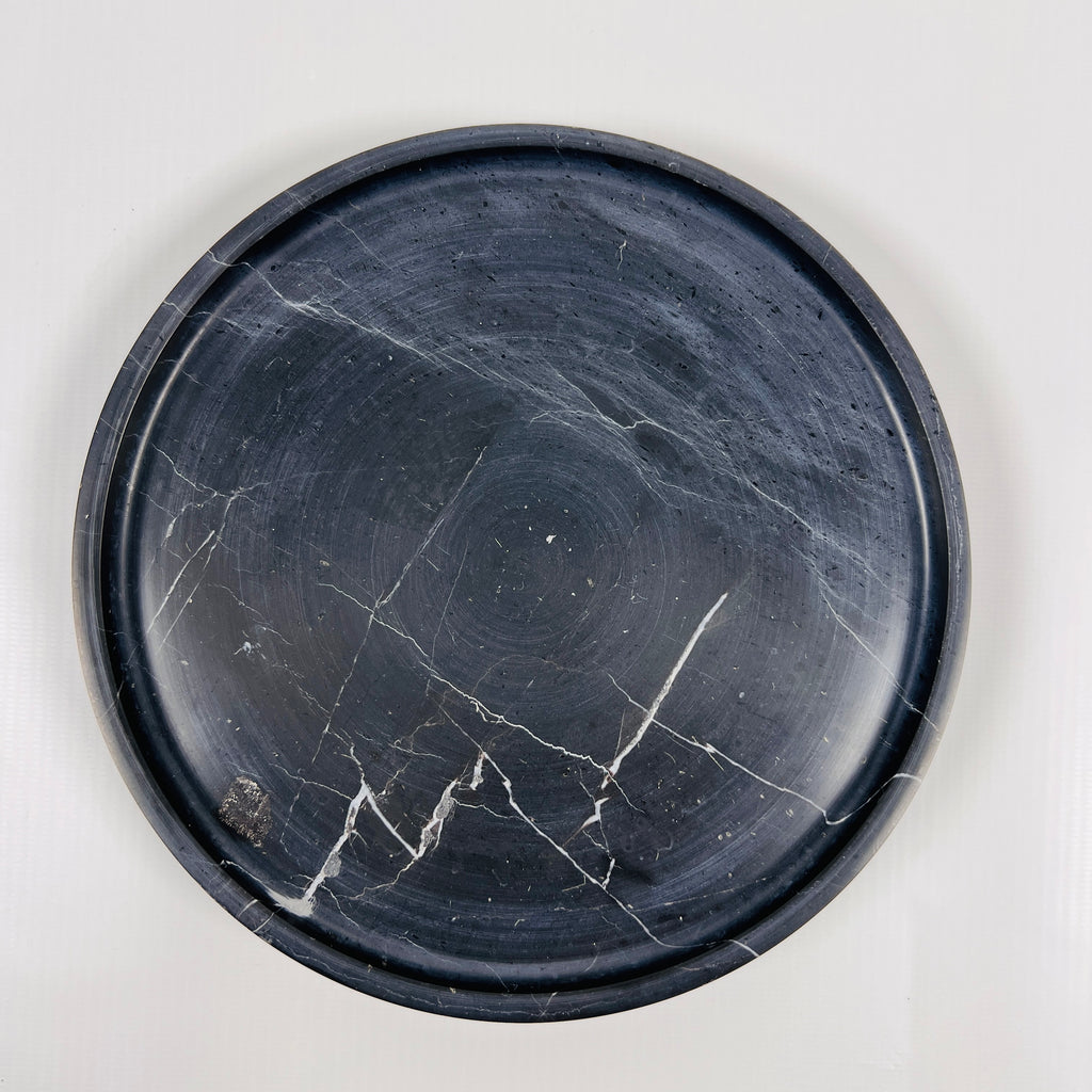 Black Veined Marble Plate