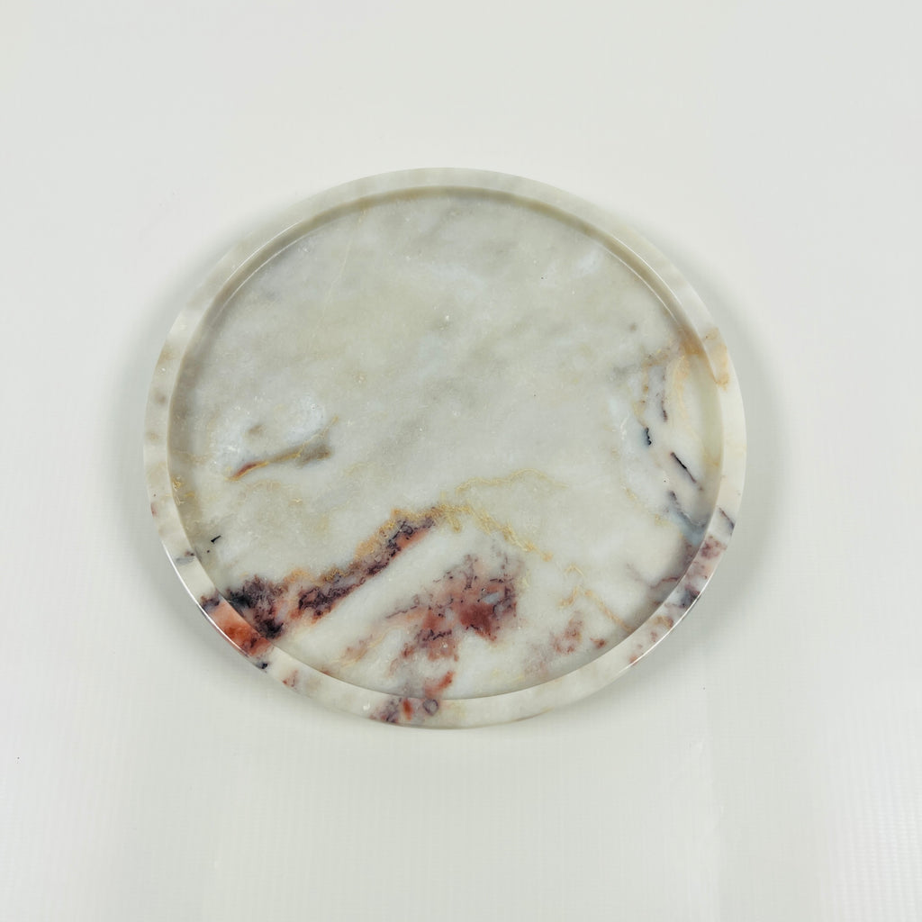 Grey With Red Blotches Marble Plate