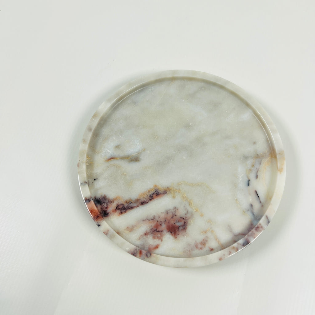 Grey With Red Blotches Marble Plate