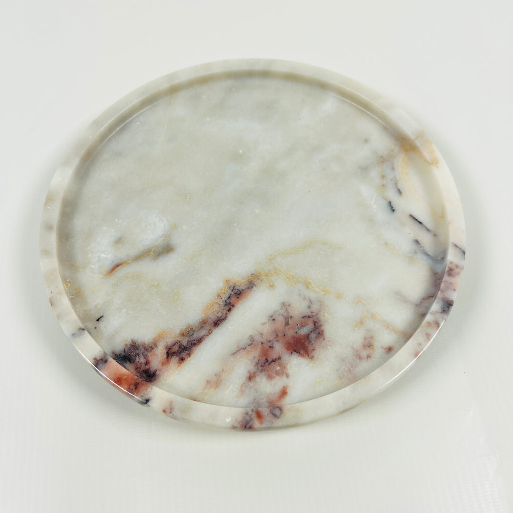 Grey With Red Blotches Marble Plate