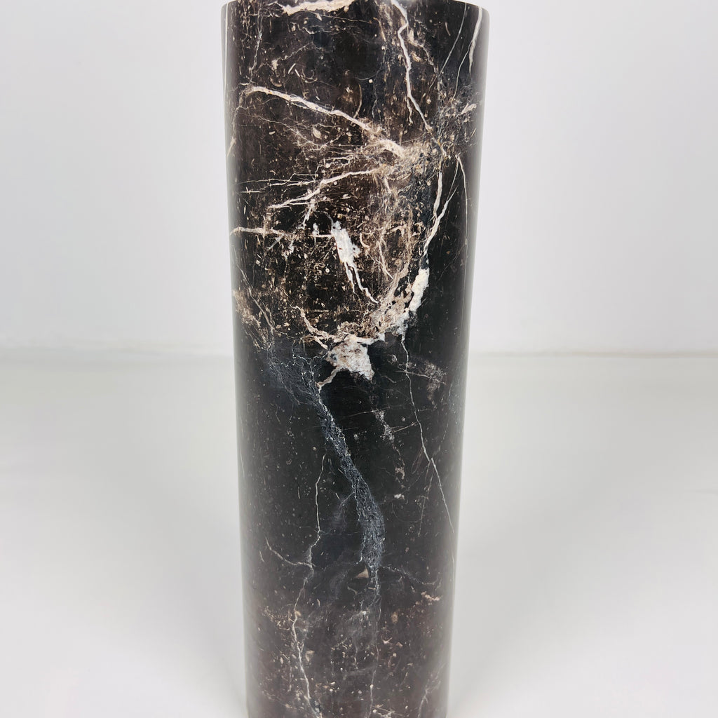 Ball Bulged Black Marble Candle Stand (Large)