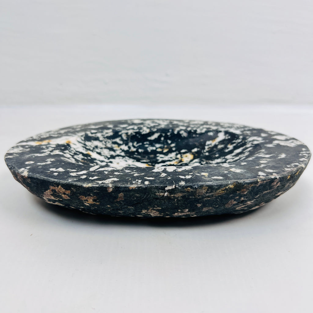 River Stone Deep Black Mustard Specked Soap Dish