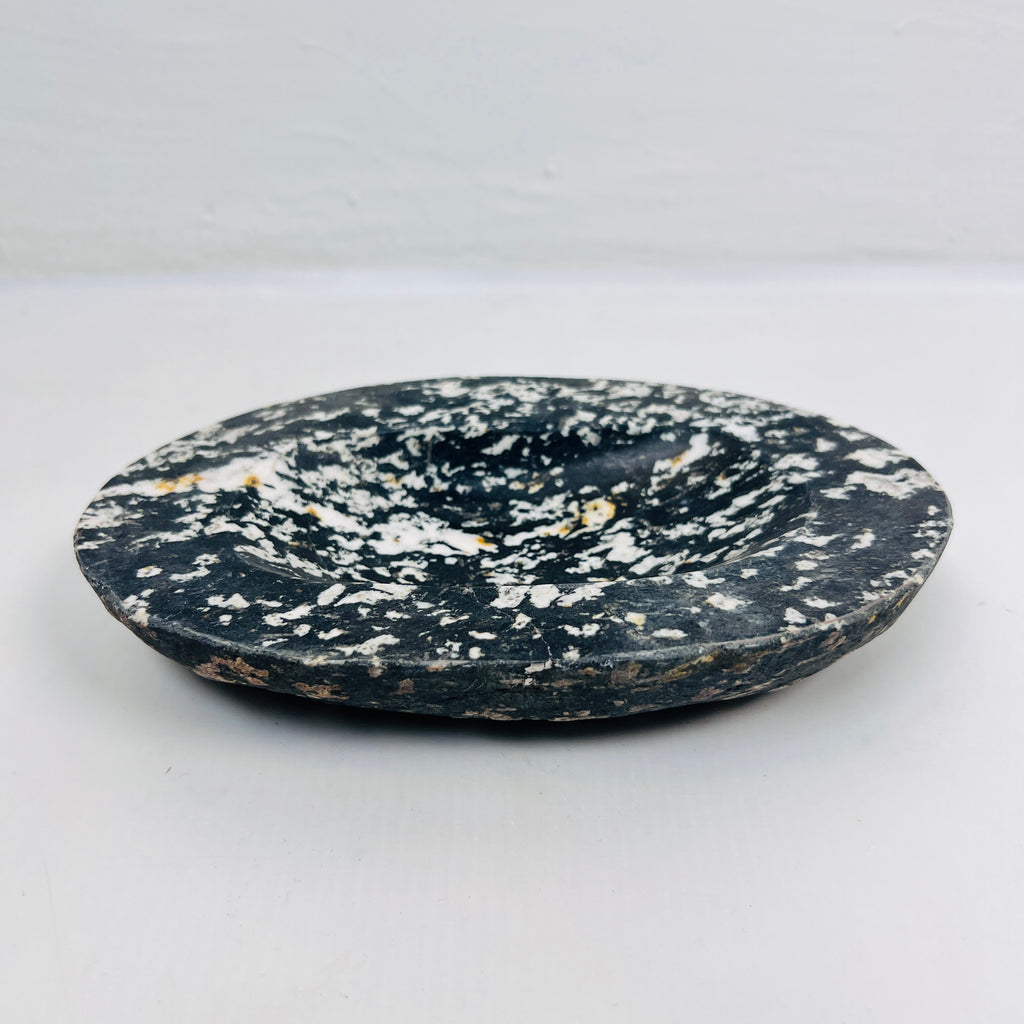 River Stone Deep Black Mustard Specked Soap Dish