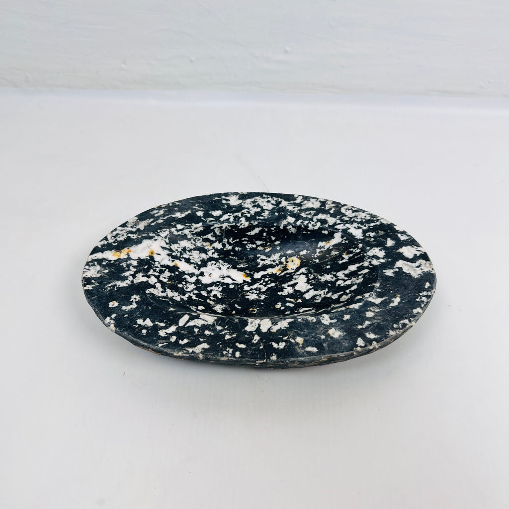 River Stone Deep Black Mustard Specked Soap Dish