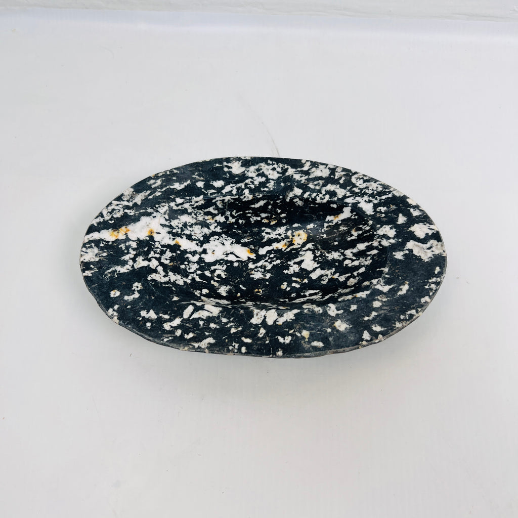 River Stone Deep Black Mustard Specked Soap Dish