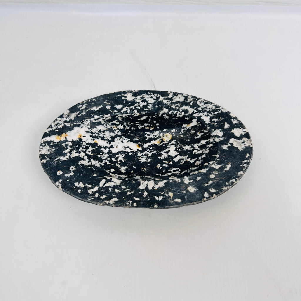 River Stone Deep Black Mustard Specked Soap Dish