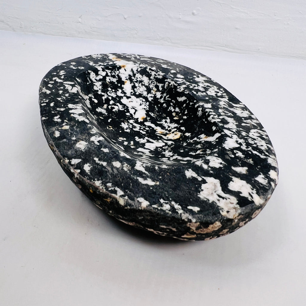 River Stone Deep Black Mustard Specked Soap Dish