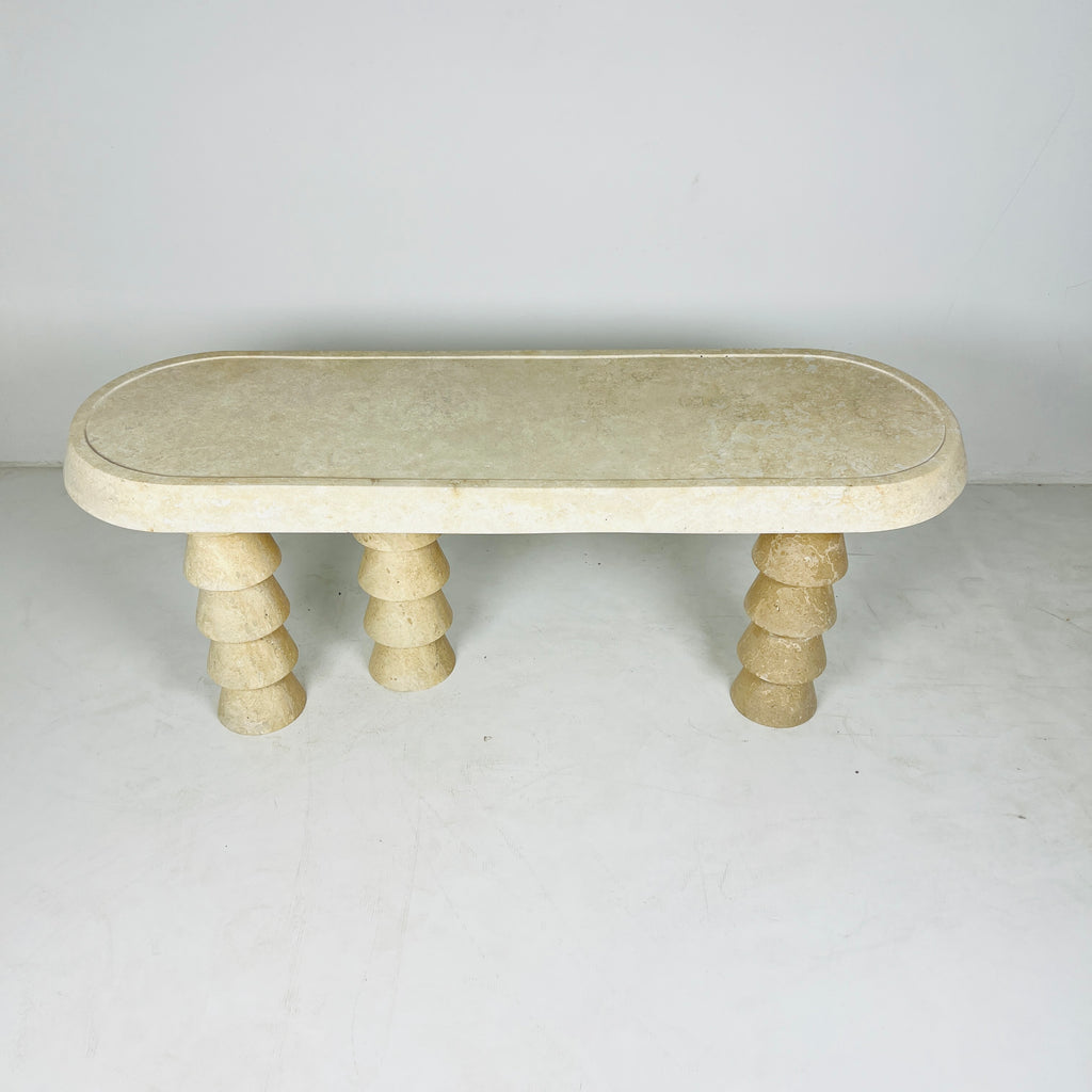 Three- Legged Travertine Table