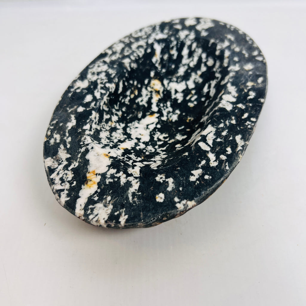 River Stone Deep Black Mustard Specked Soap Dish