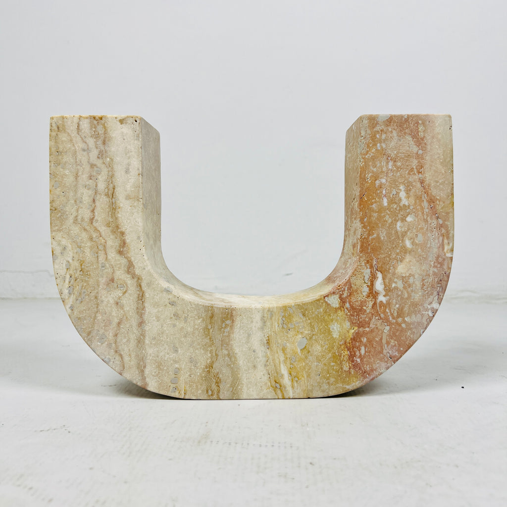 U-Shaped Travertine Candle Stand