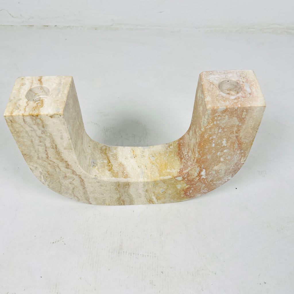 U-Shaped Travertine Candle Stand