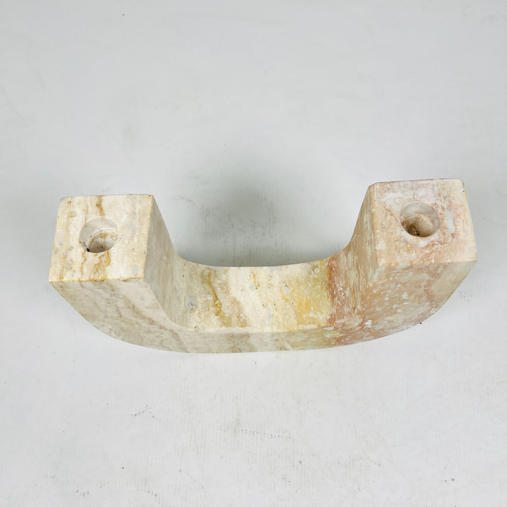 U-Shaped Travertine Candle Stand