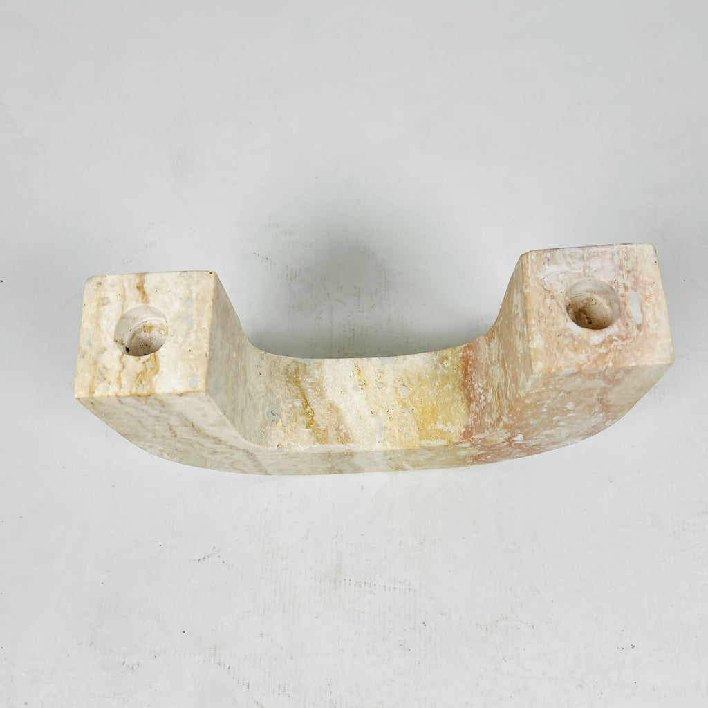 U-Shaped Travertine Candle Stand