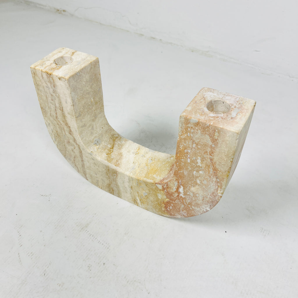 U-Shaped Travertine Candle Stand