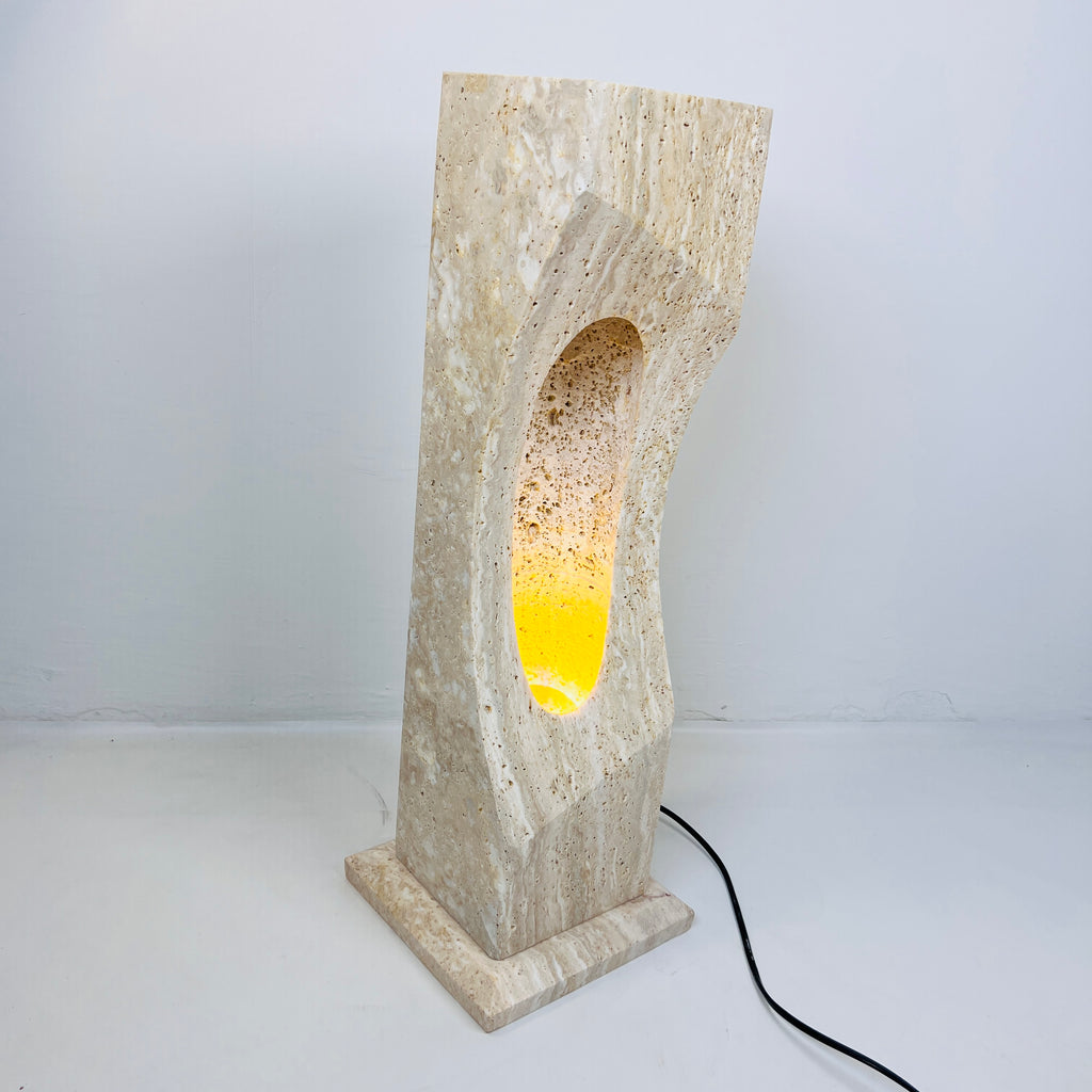 Irregular Crescent Stone Floor Lamp