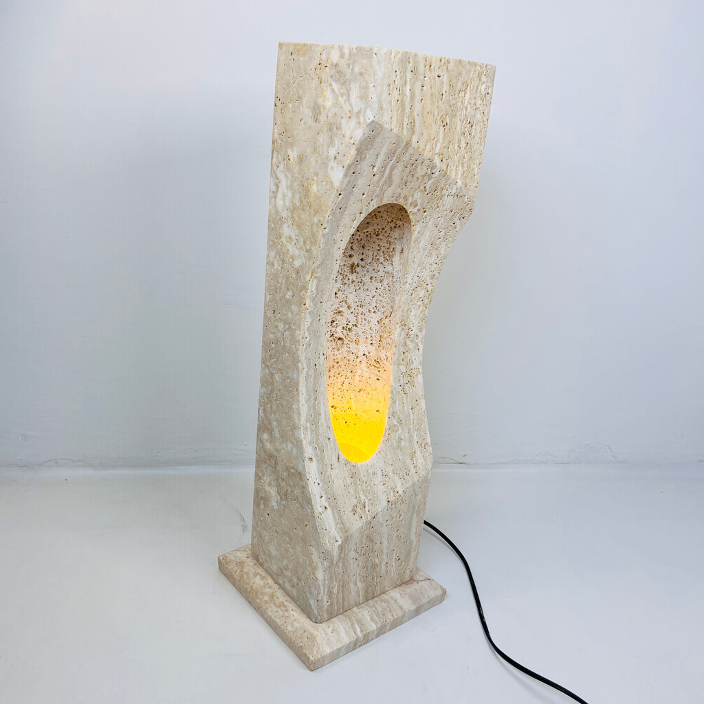 Irregular Crescent Stone Floor Lamp