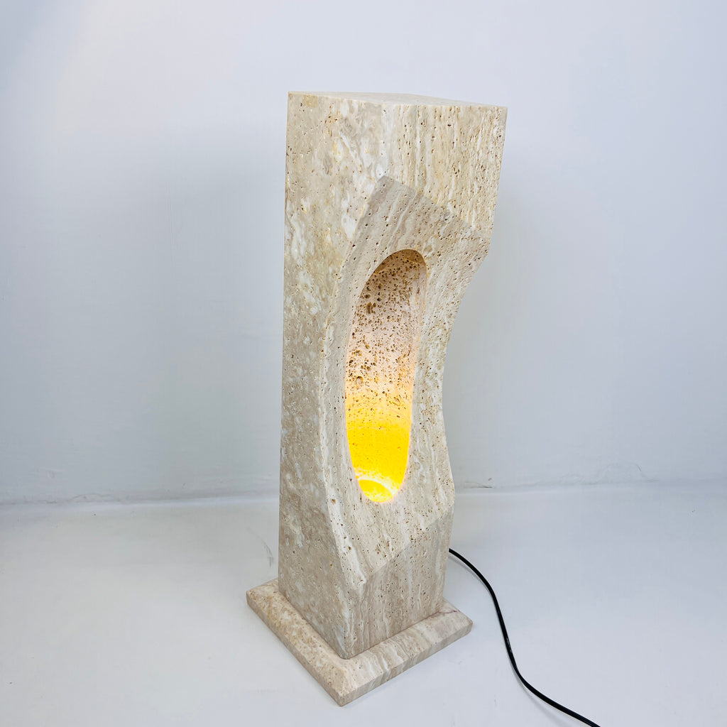 Irregular Crescent Stone Floor Lamp