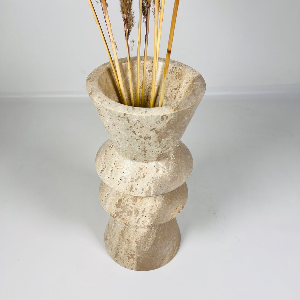 Tuscan Dual Shaded Travertine Vase
