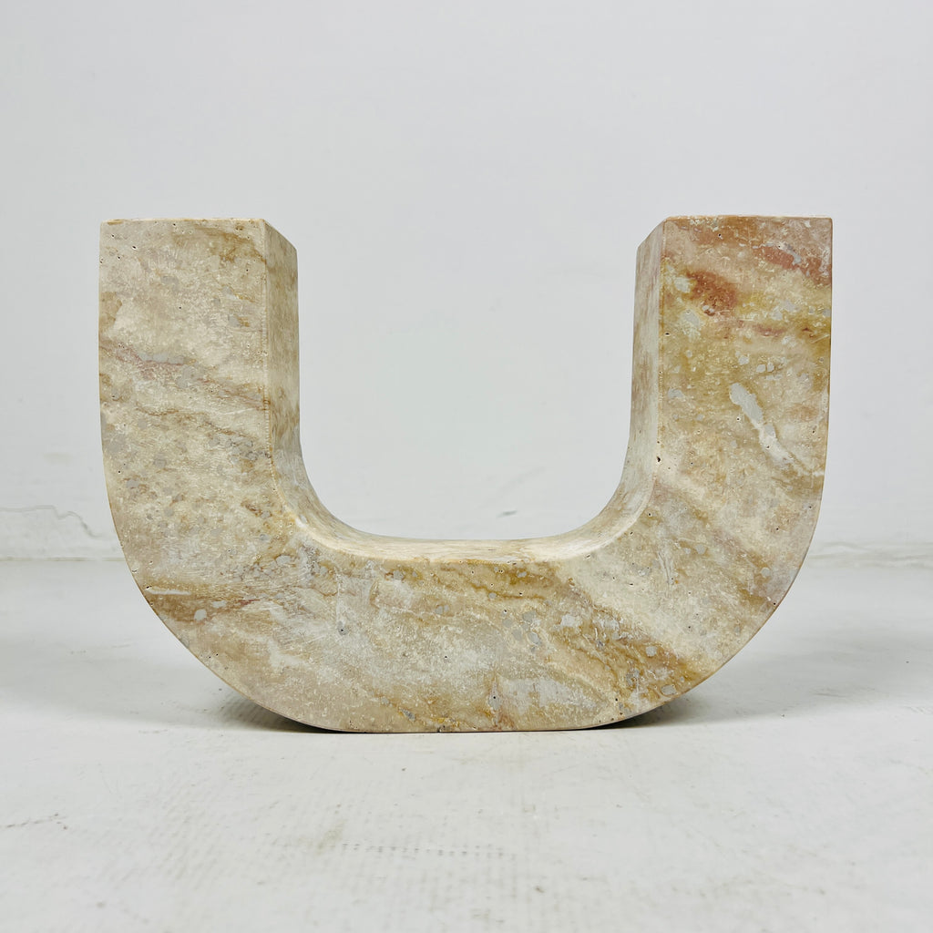 U-Shaped Travertine Candle Stand