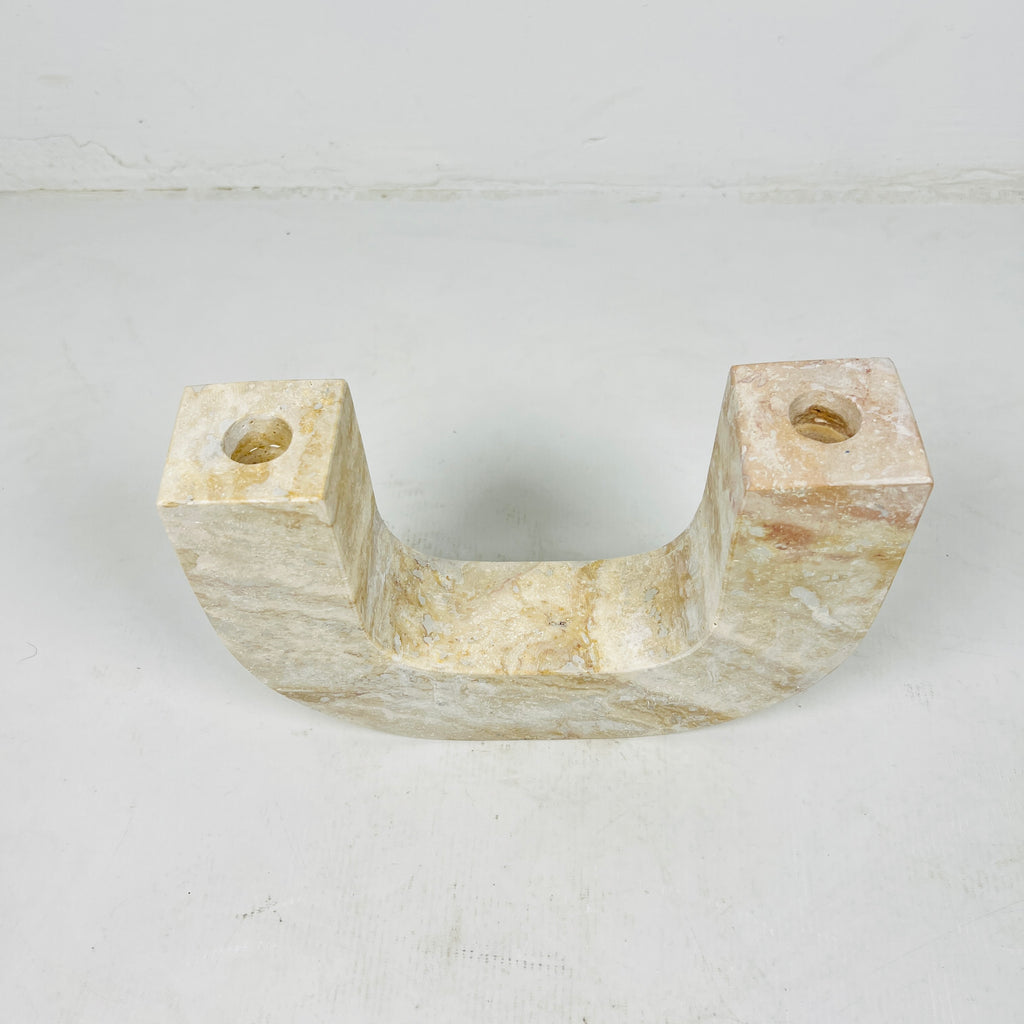 U-Shaped Travertine Candle Stand