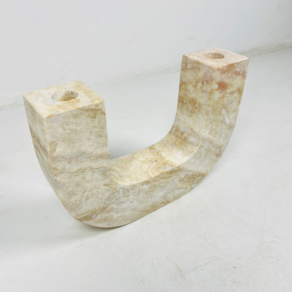 U-Shaped Travertine Candle Stand