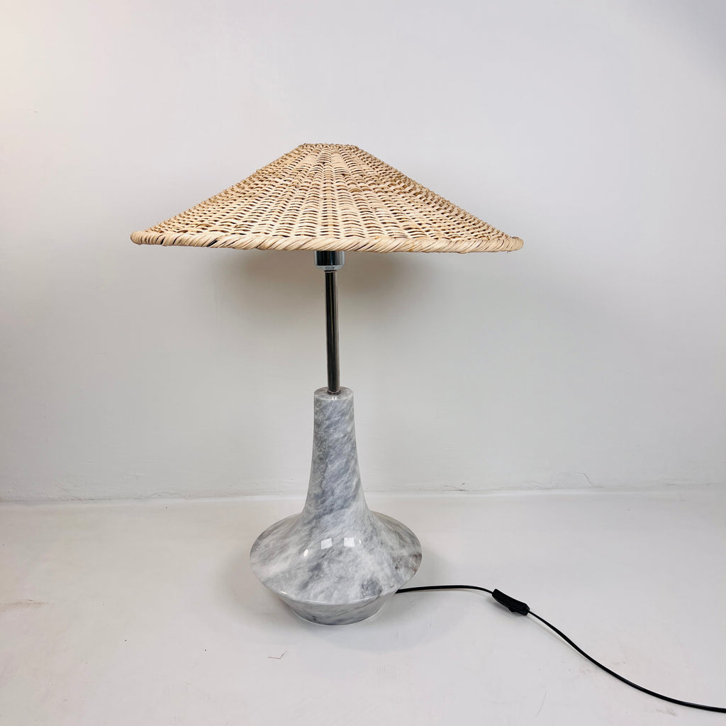 Bulged Saucer Grey Table Lamp