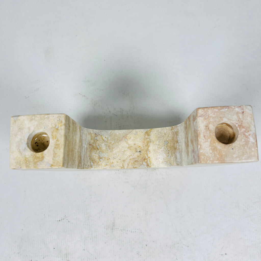 U-Shaped Travertine Candle Stand