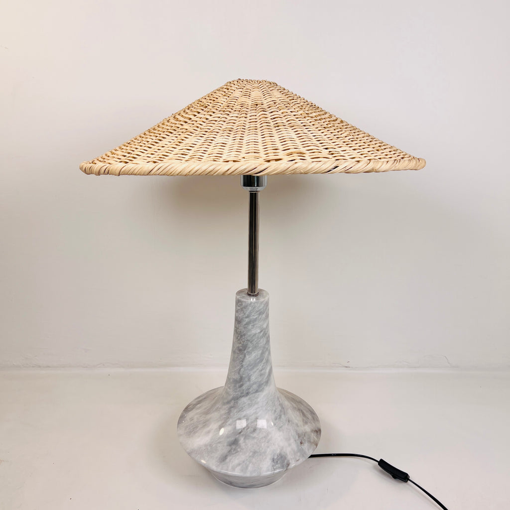 Bulged Saucer Grey Table Lamp