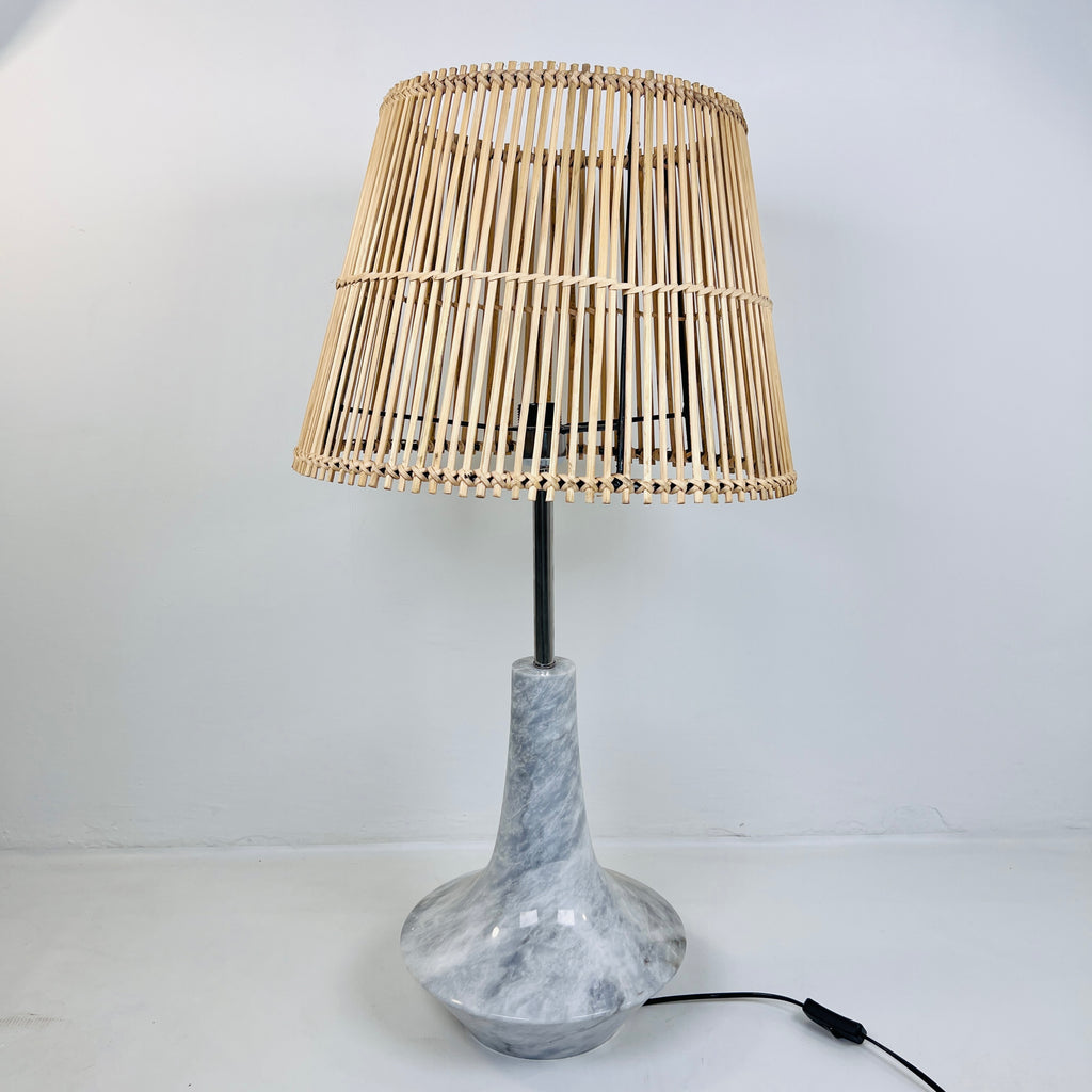 Bulged Saucer Grey Table Lamp