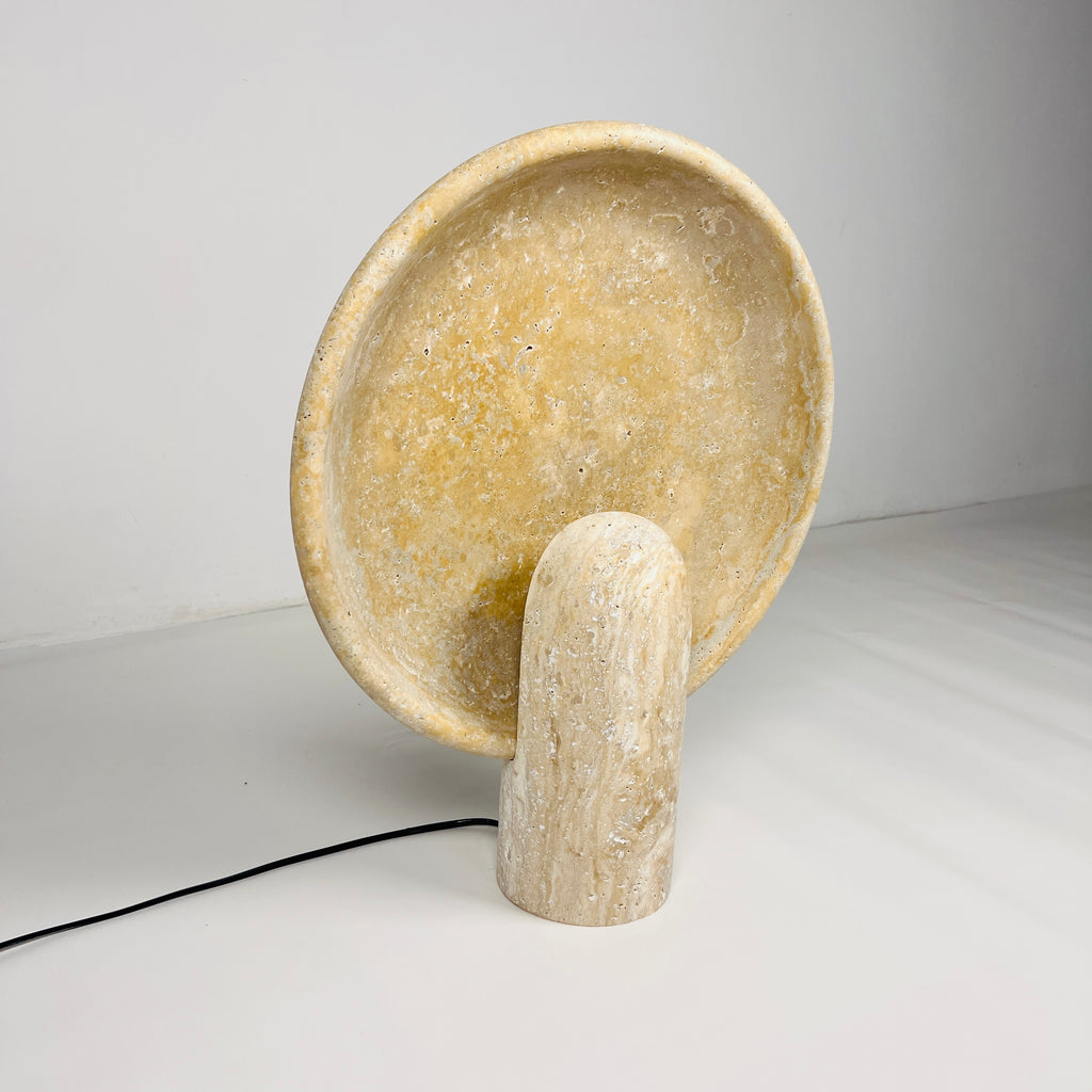 Disc Grazed Travertine Lamp