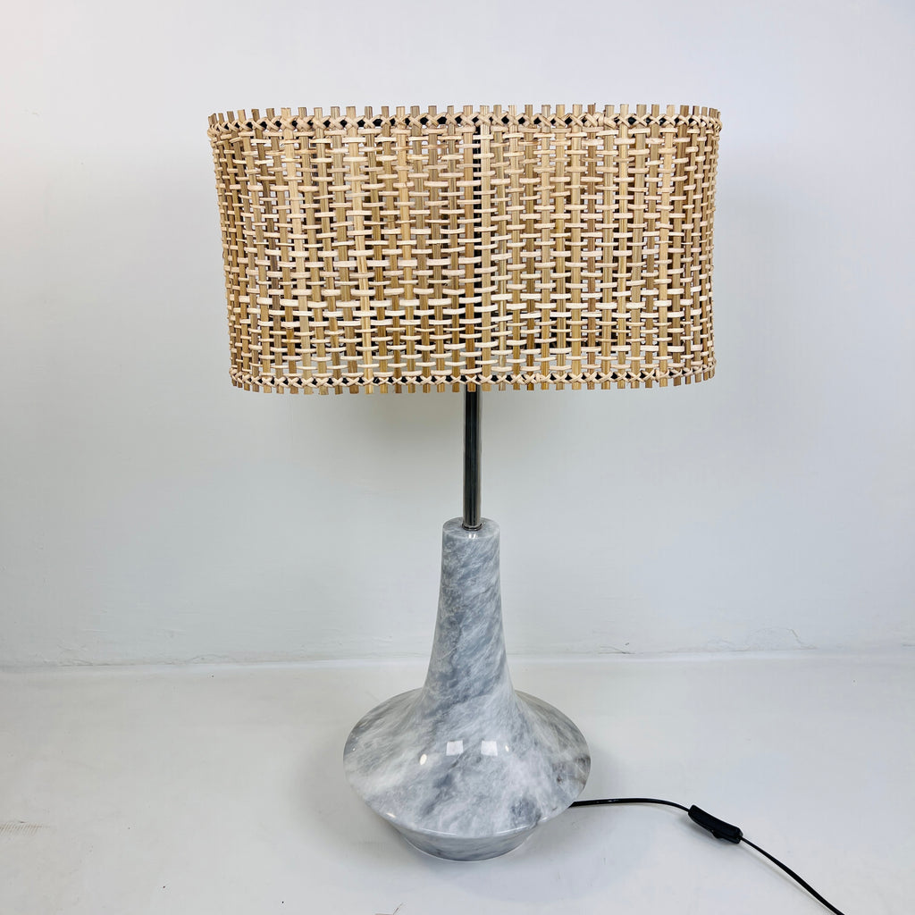 Bulged Saucer Grey Table Lamp