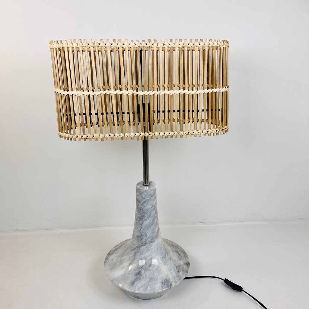 Bulged Saucer Grey Table Lamp