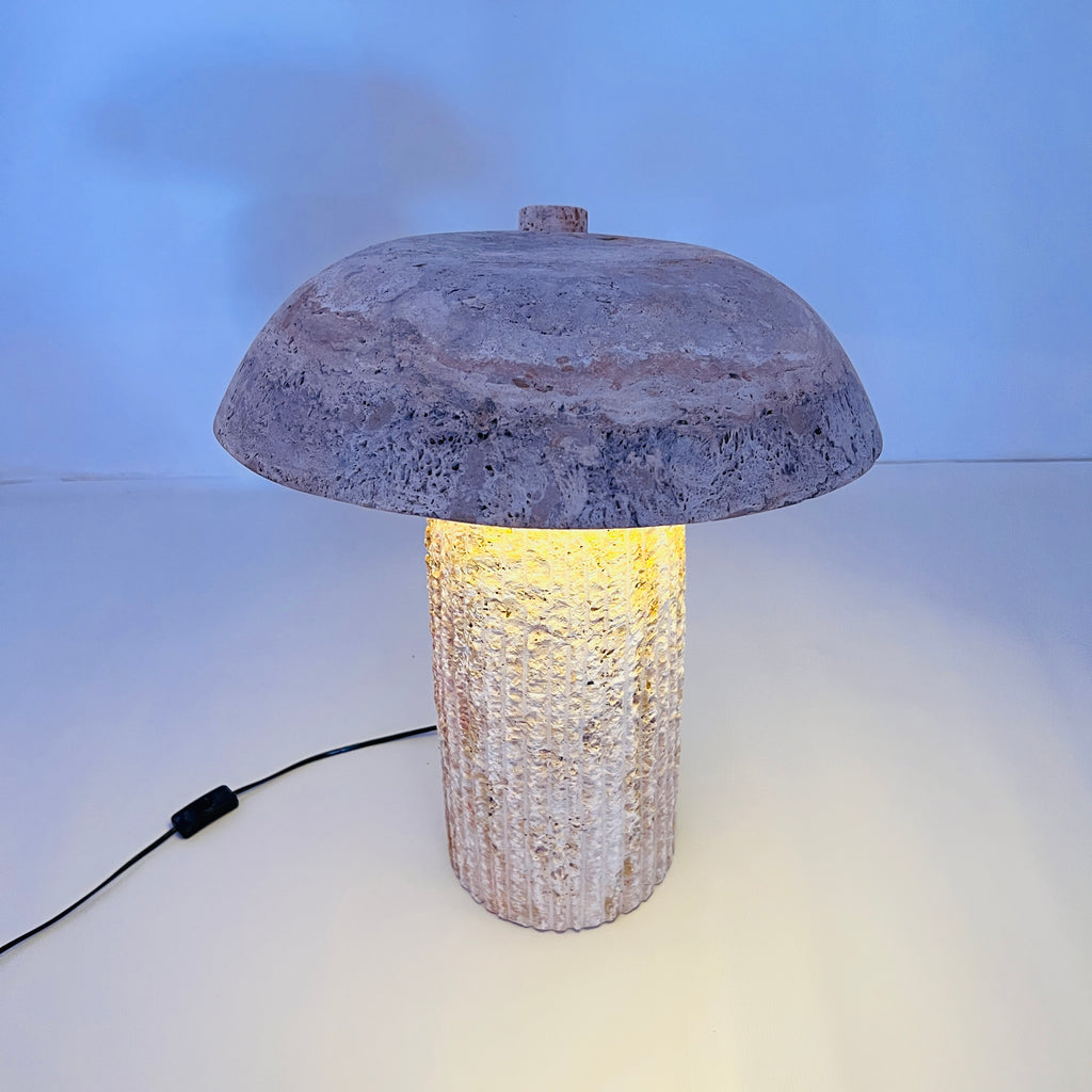 Mushroom Travertine Table Lamp