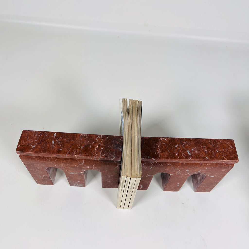 Tri-Arch Cherry Red Book End Pair