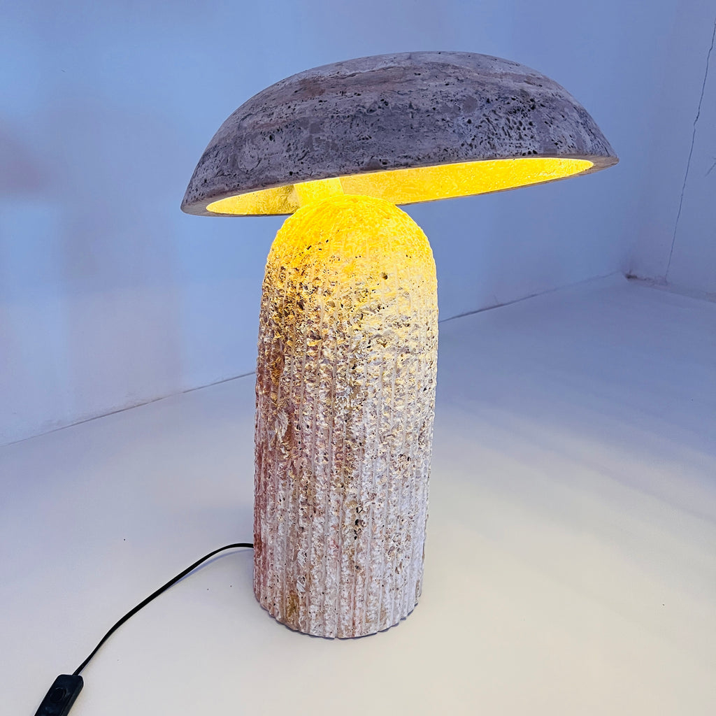 Mushroom Travertine Table Lamp