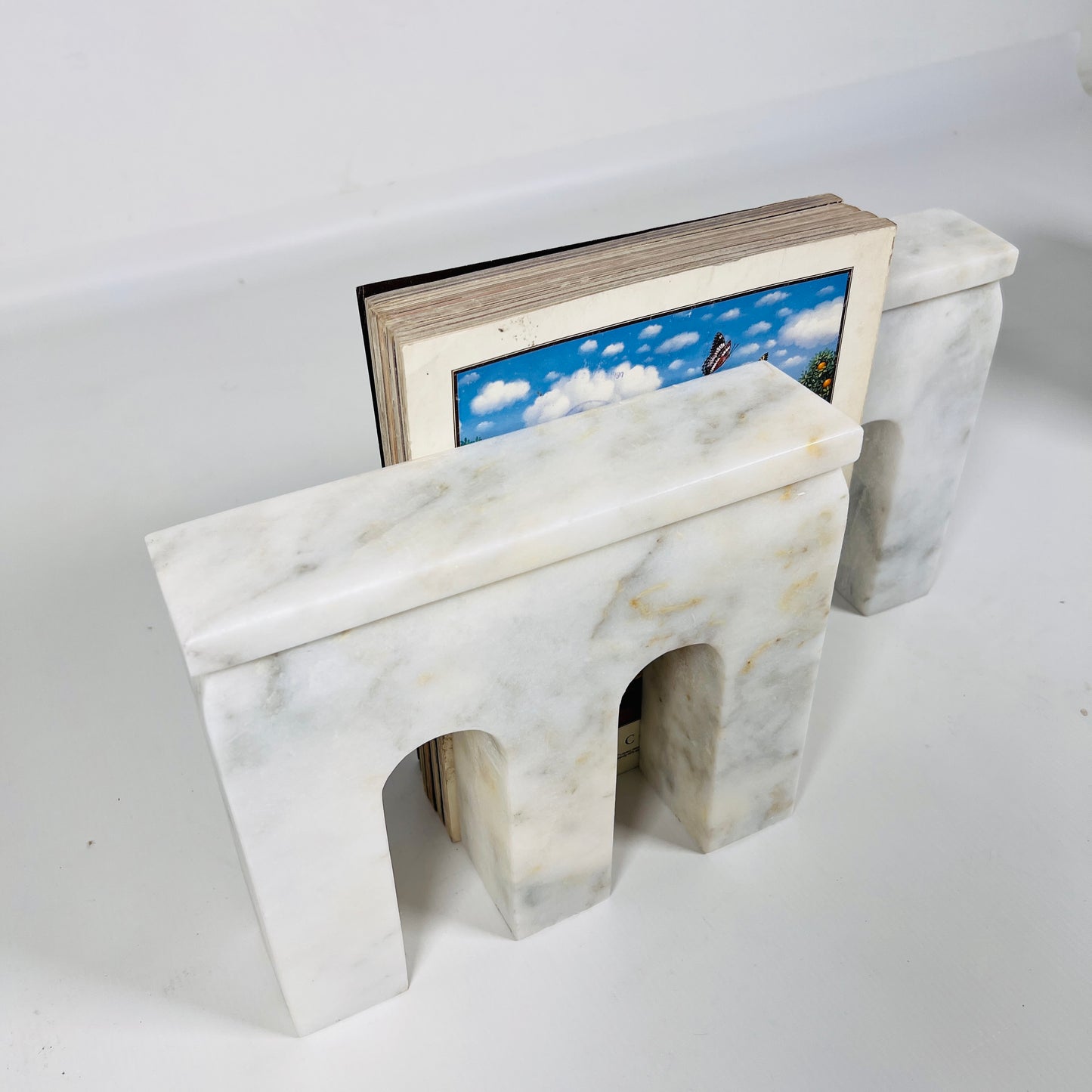 Tri-Arch Cheetah White Book End Pair