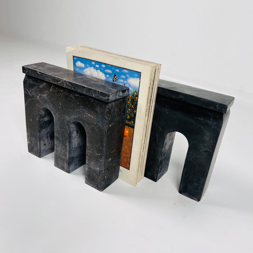 Tri-Arch Taxila Stone Book End Pair