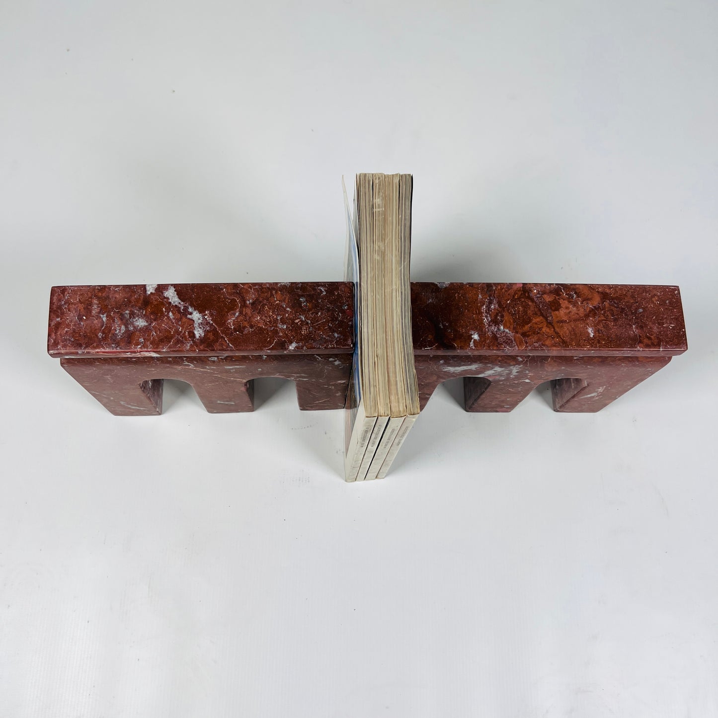 Cherry Red Three Pillar Book End Pair