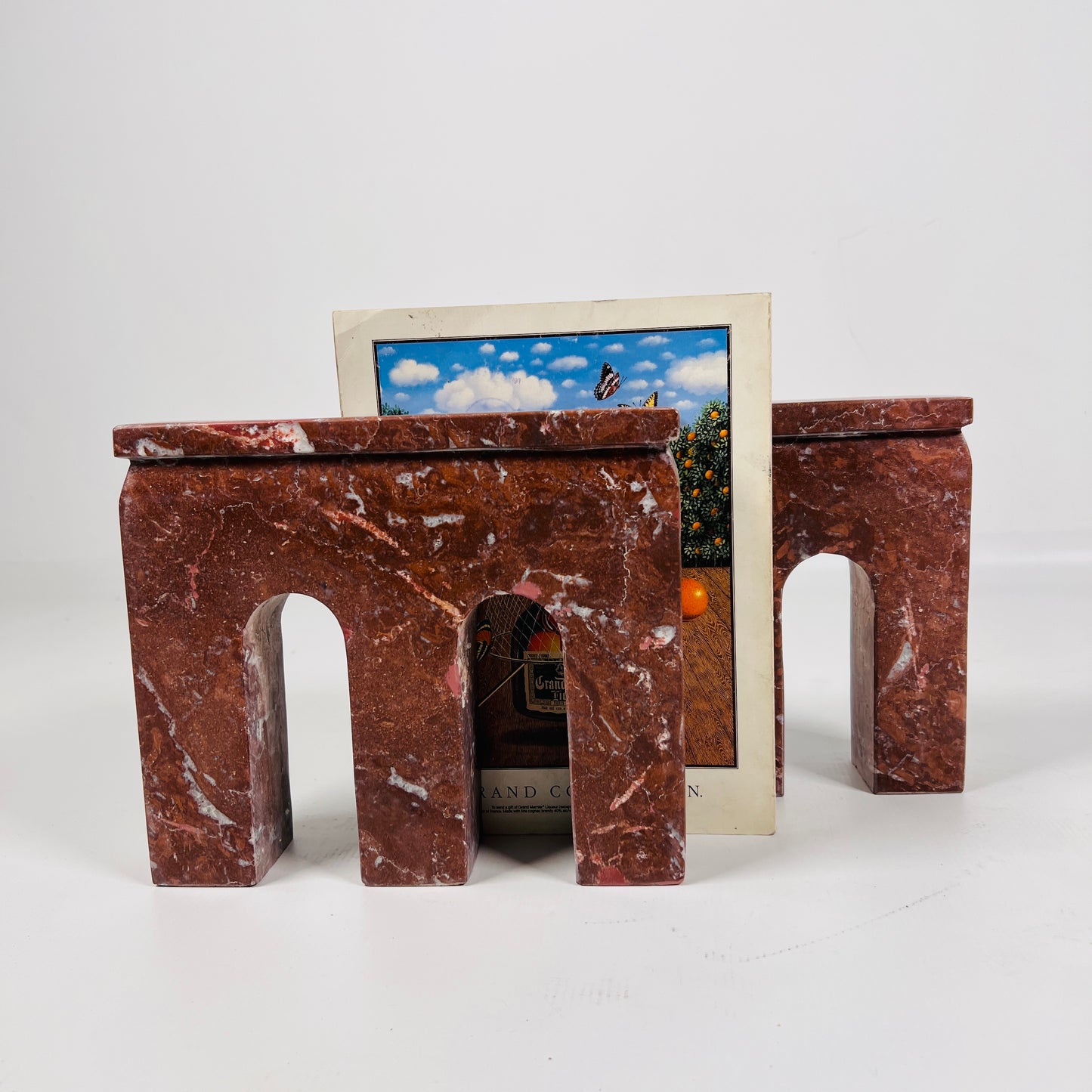 Cherry Red Three Pillar Book End Pair