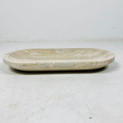 Travertine Oval Stroked Tray