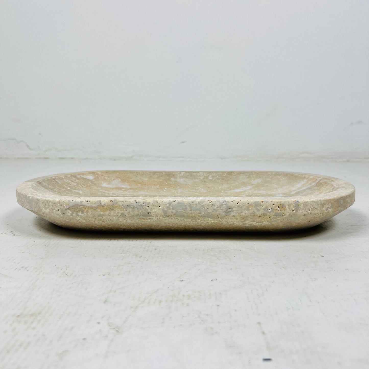 Travertine Oval Stroked Tray
