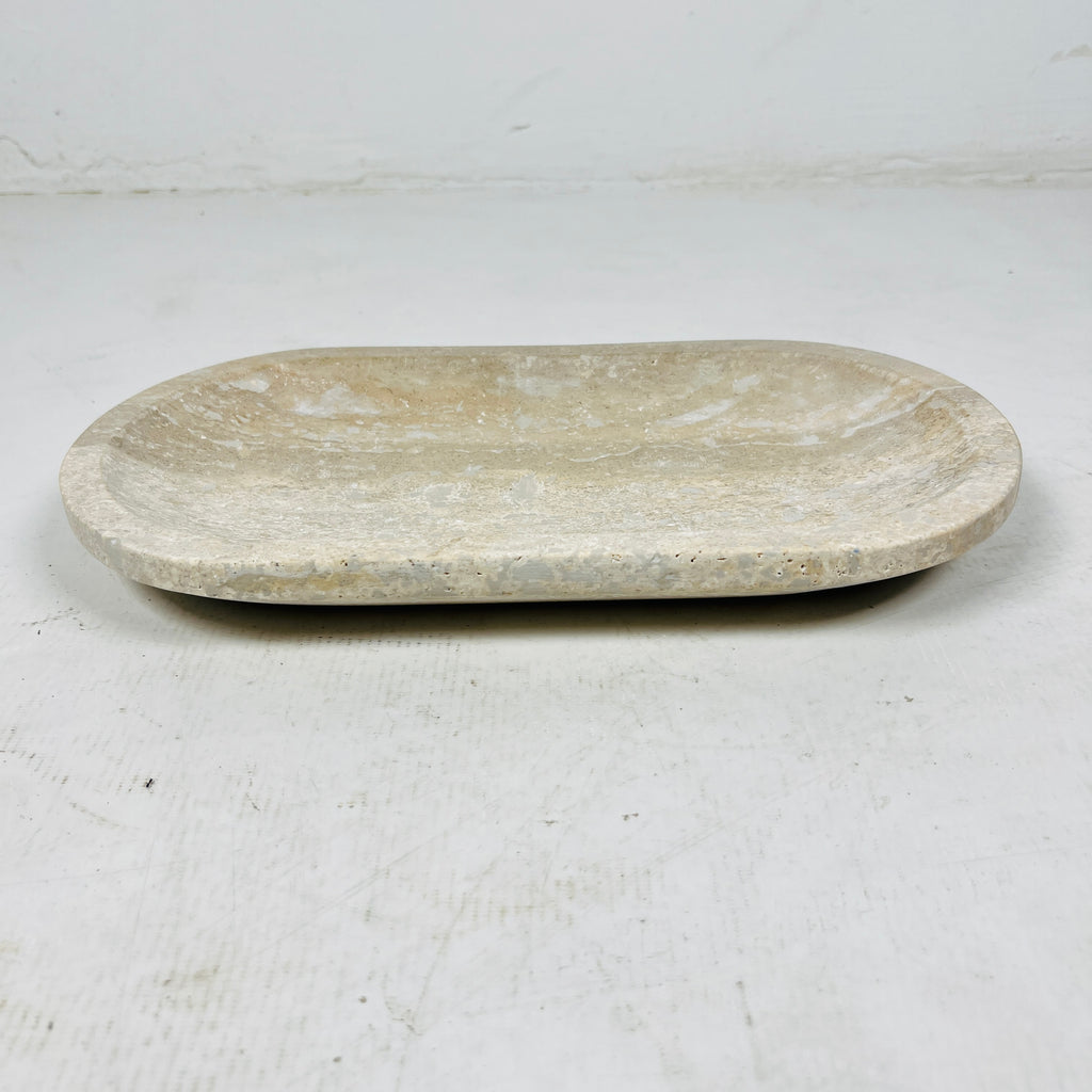 Travertine Oval Stroked Tray