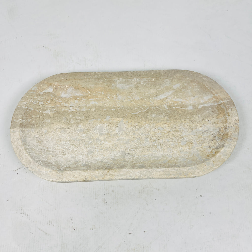 Travertine Oval Stroked Tray