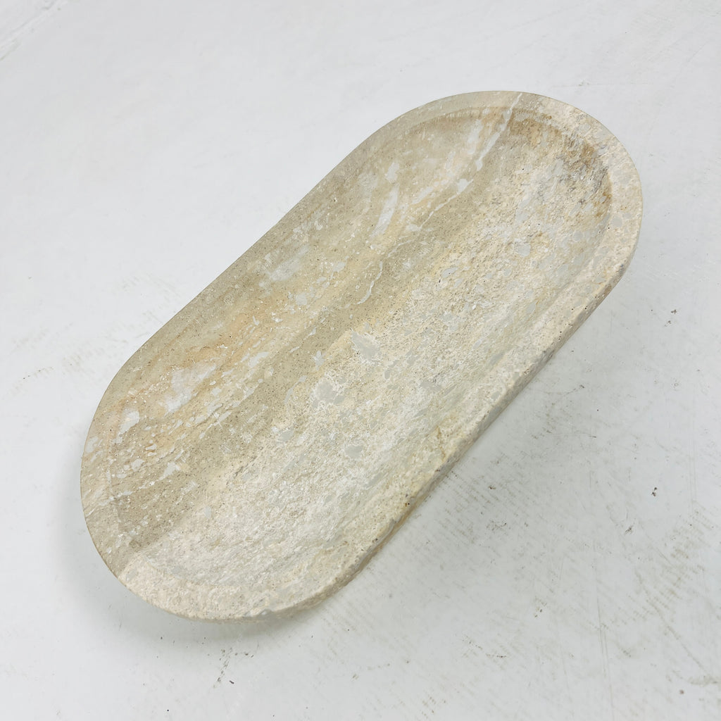 Travertine Oval Stroked Tray